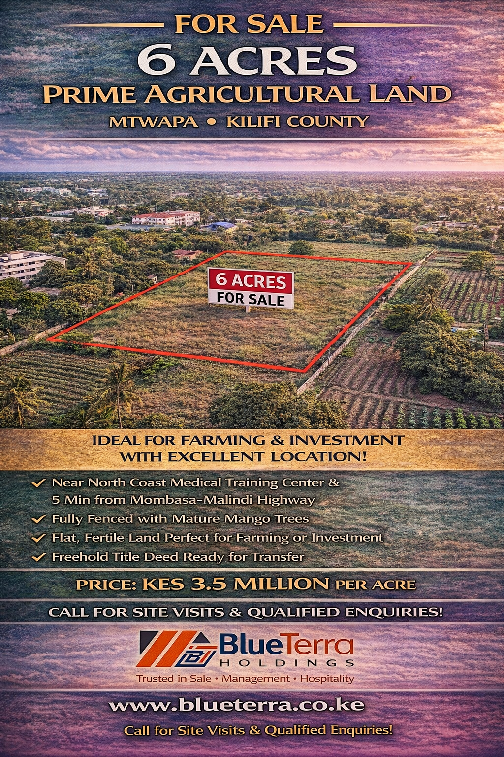 FOR SALE – 6 Acres Prime Agricultural Land, Mtwapa (Kilifi County)